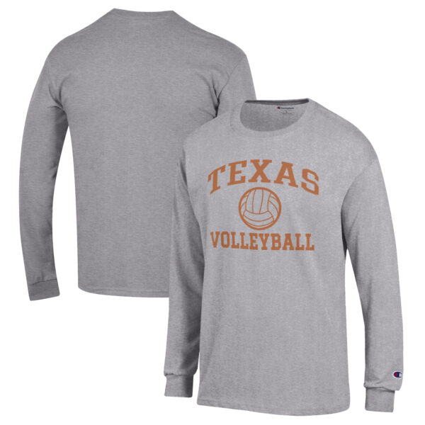 Men's Champion Heather Gray Texas Longhorns Volleyball Icon Powerblend Long Sleeve T-Shirt - Image 5