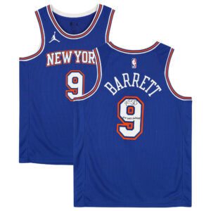 R.J. Barrett Blue New York Knicks Autographed Jordan Brand 2020-21 Statement Swingman Jersey with "New York Forever" Inscription