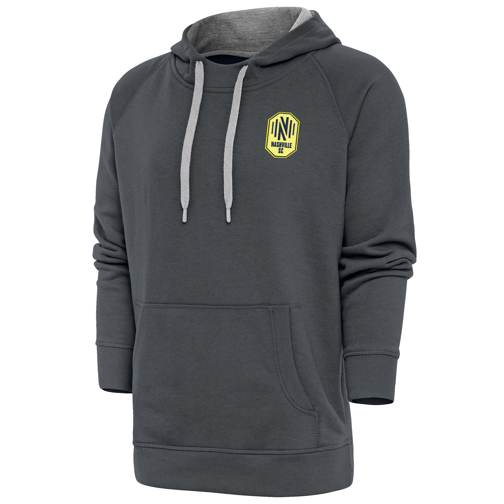 Men's Antigua Charcoal Nashville SC Logo Victory Pullover Hoodie