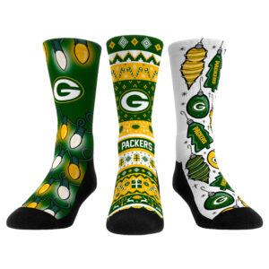 Rock Em Socks Green Bay Packers Unisex Holiday 3-Pack Crew Socks