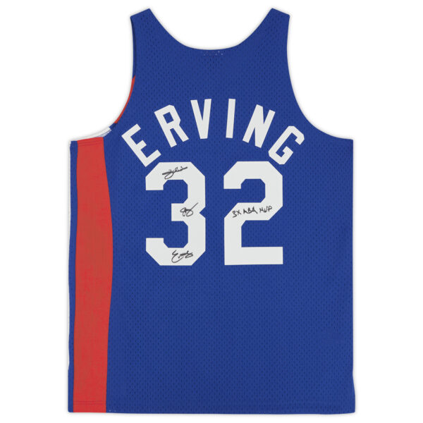 Julius Erving Blue New York Nets Autographed Mitchell & Ness 1973-74 Swingman Jersey with "3x ABA MVP" Inscription - Image 10