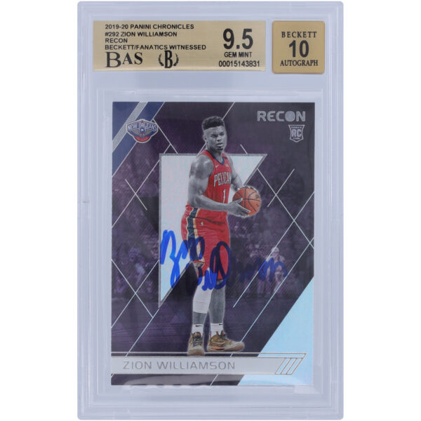 Zion Williamson New Orleans Pelicans Autographed 2019-20 Panini Chronicles Recon #292 Beckett Fanatics Witnessed Authenticated 9.5/10 Rookie Card - 9.5/9.5/9.5/9.5 Subgrades - Image 5