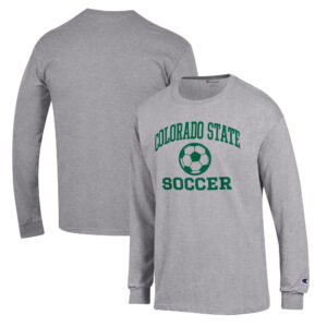 Men's Champion Gray Colorado State Rams Soccer Icon Long Sleeve T-Shirt