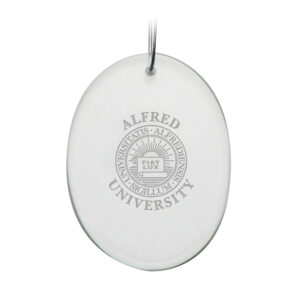 Alfred University Saxons Team Logo 2.75'' x 3.75'' Glass Oval Ornament