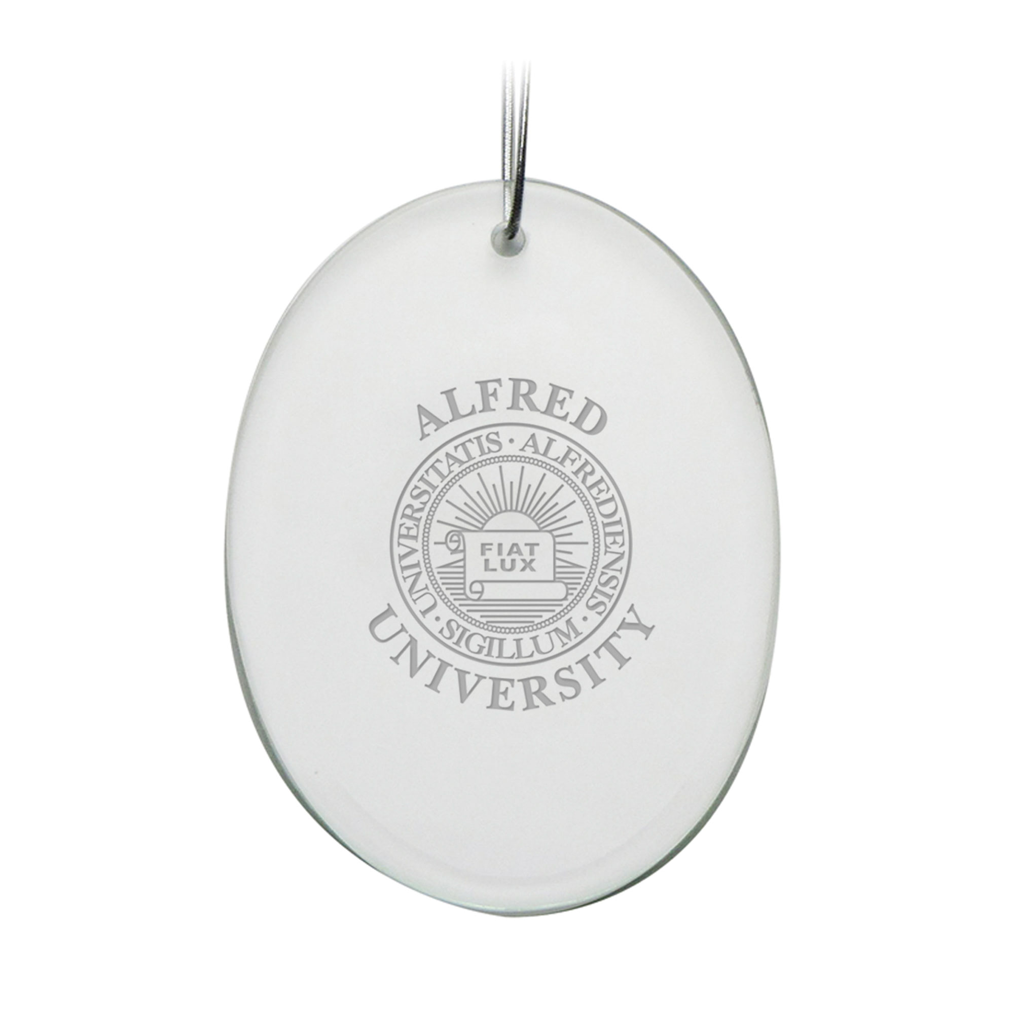 Alfred University Saxons Team Logo 2.75'' x 3.75'' Glass Oval Ornament