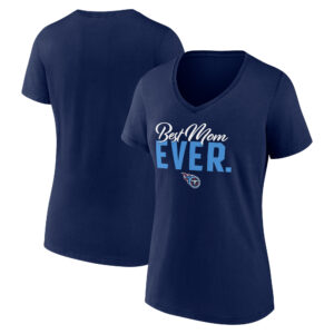 Women's Navy Tennessee Titans Best Mom Ever V-Neck T-Shirt