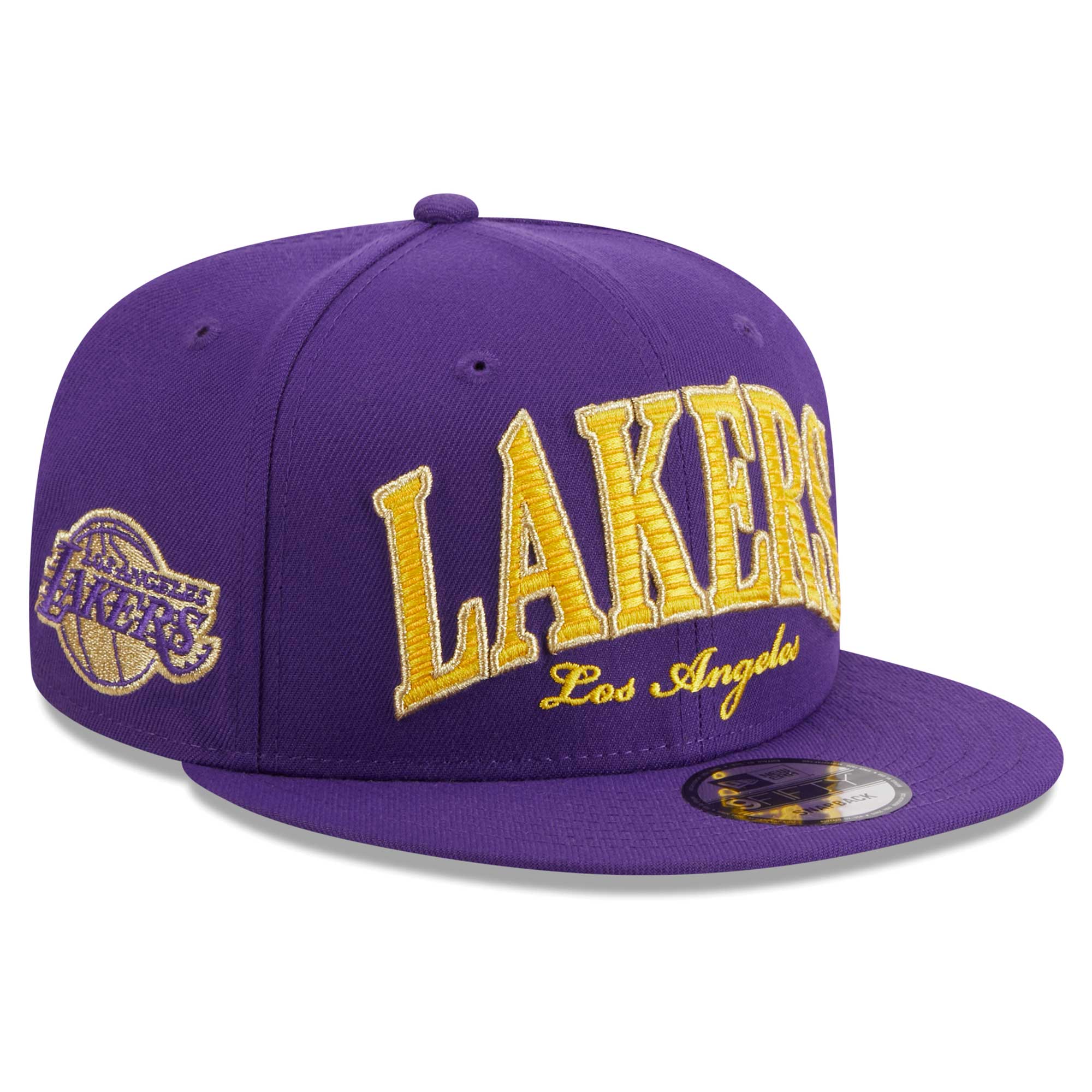 Men's New Era Purple Los Angeles Lakers Golden Tall Text 9FIFTY Snapback Hat - Image 2