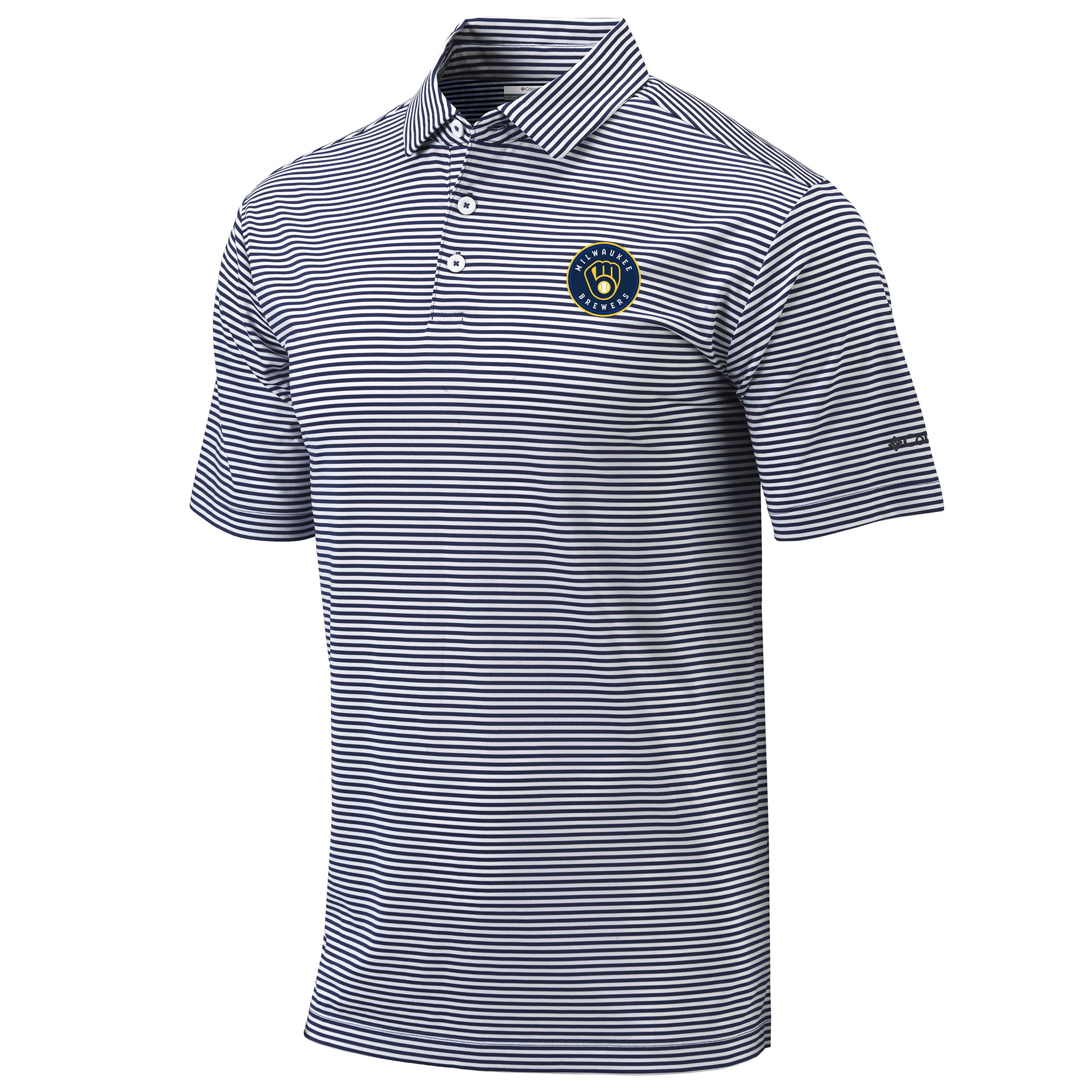 Men's Columbia Navy Milwaukee Brewers Golf Club Invite Omni-Wick Polo - Image 3