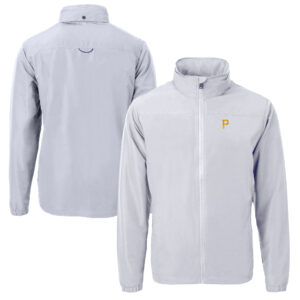 Men's Cutter & Buck Gray Pittsburgh Pirates Big & Tall Charter Eco Recycled Full-Zip Jacket