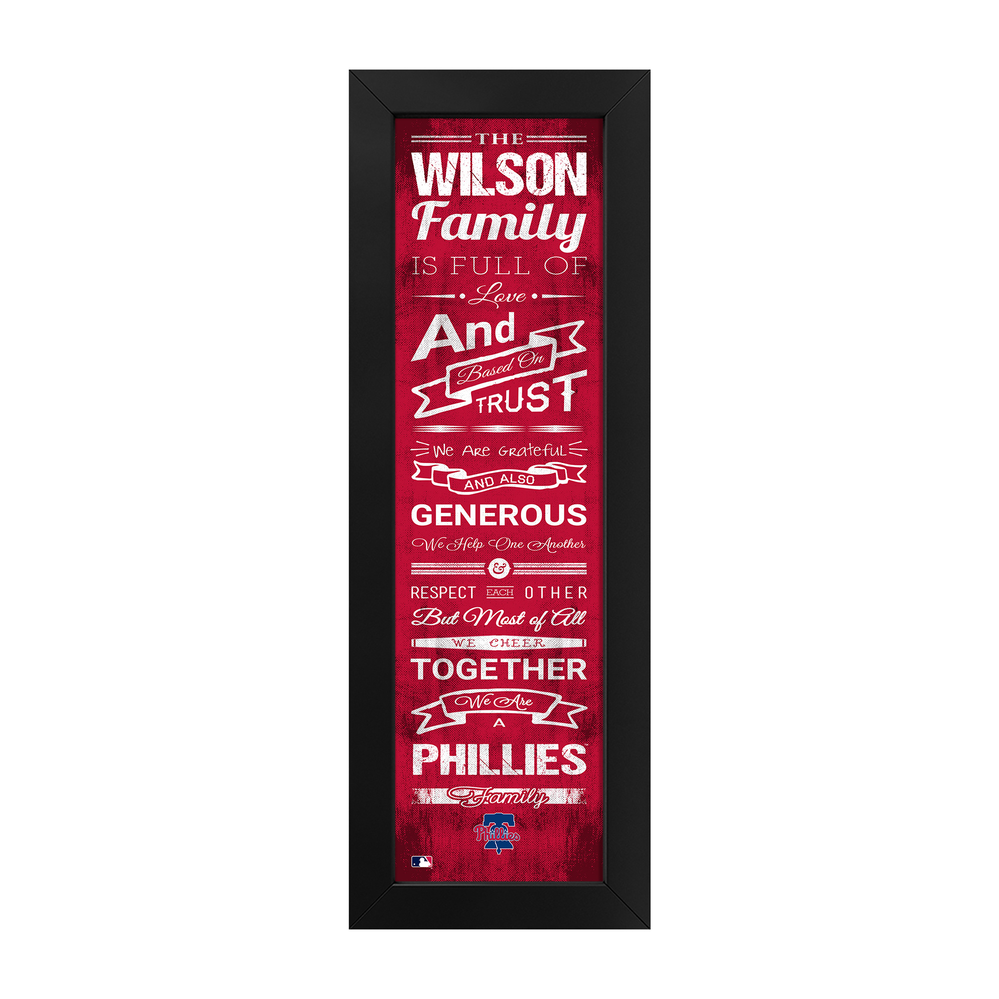 Imperial Philadelphia Phillies 8" x 24" Personalized Family Cheer Framed Print - Image 2