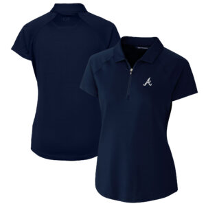 Women's Cutter & Buck  Navy Atlanta Braves DryTec Forge Stretch Polo