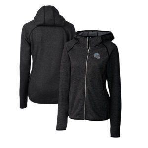 Women's Cutter & Buck  Charcoal Detroit Lions Helmet Logo Mainsail Sweater-Knit Full-Zip Hoodie