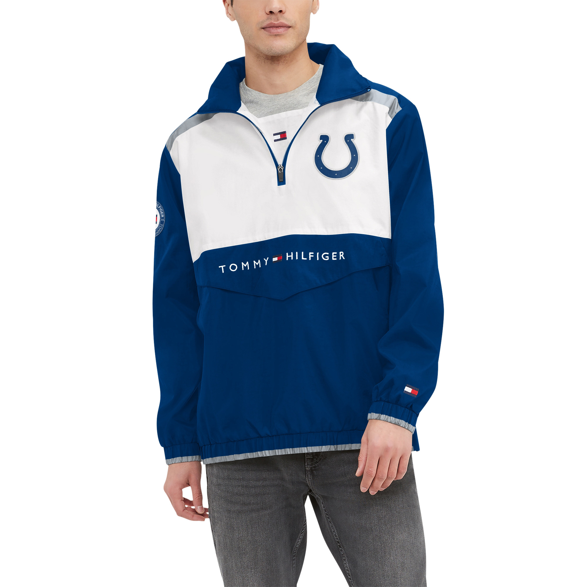 Men's Tommy Hilfiger Royal/White Indianapolis Colts Carter Half-Zip Hooded Top - Image 2