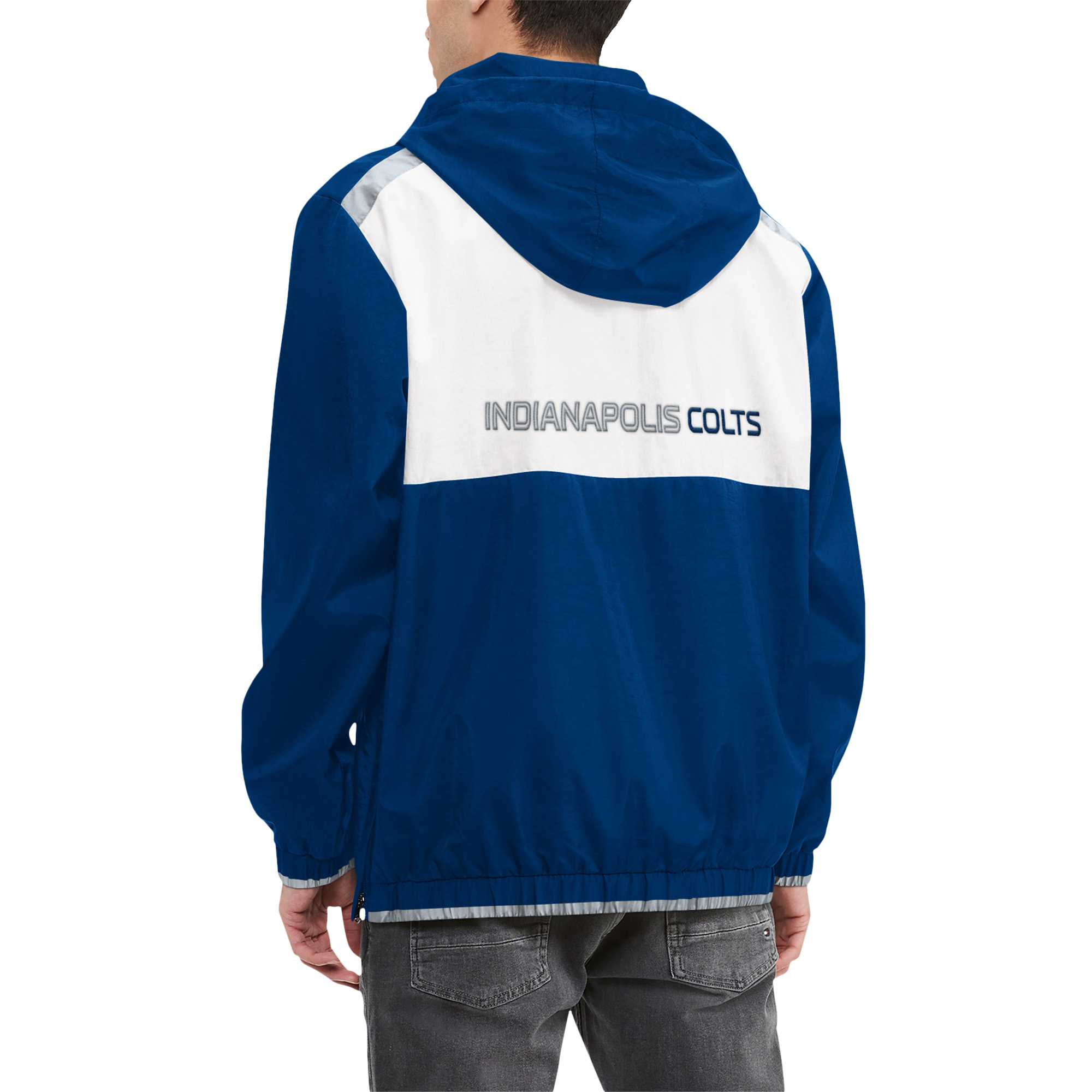 Men's Tommy Hilfiger Royal/White Indianapolis Colts Carter Half-Zip Hooded Top - Image 6