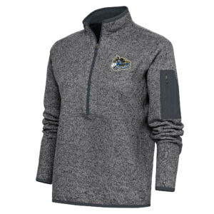 Women's Antigua  Heather Charcoal Quad Cities River Bandits Fortune Half-Zip Pullover Jacket