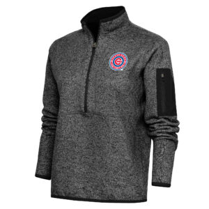 Women's Antigua  Heather Black South Bend Cubs Fortune Half-Zip Pullover Jacket