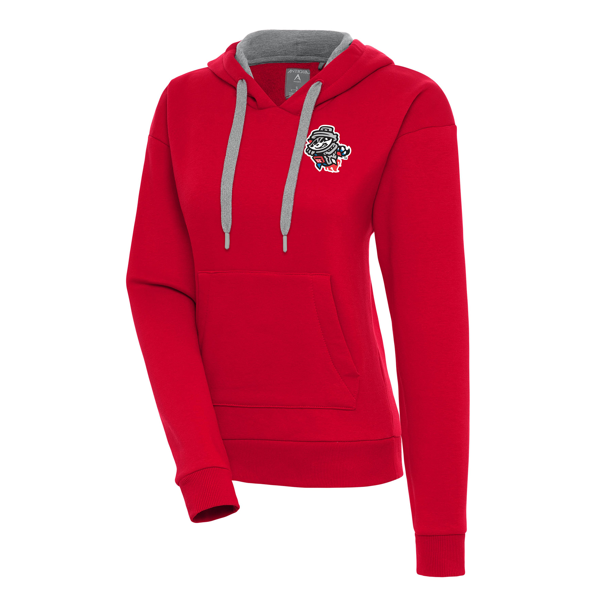 Women's Antigua Red Rocket City Trash Pandas Victory Pullover Hoodie