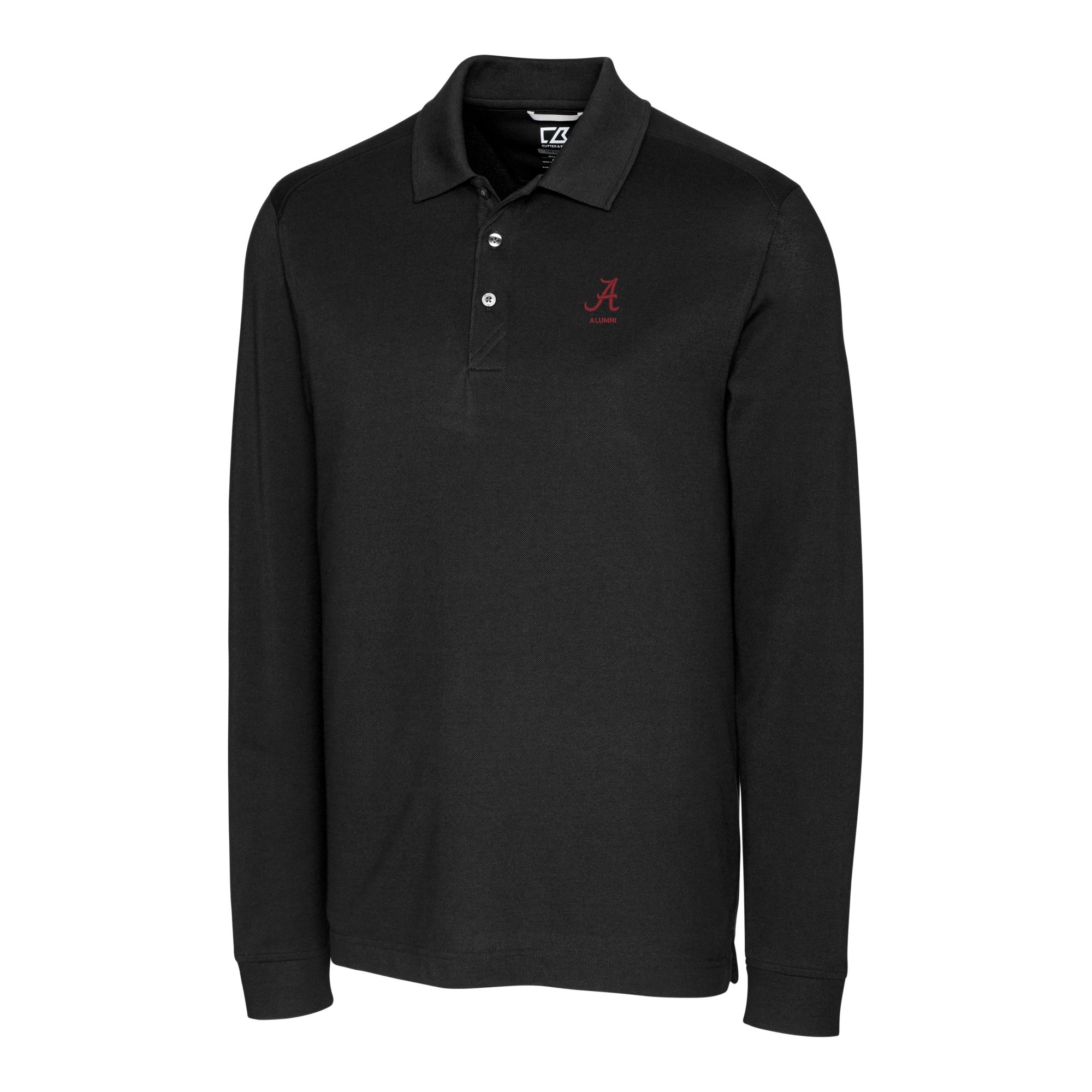 Men's Cutter & Buck Black Alabama Crimson Tide Alumni Logo Advantage Tri-Blend Pique Long Sleeve DryTec Polo - Image 3