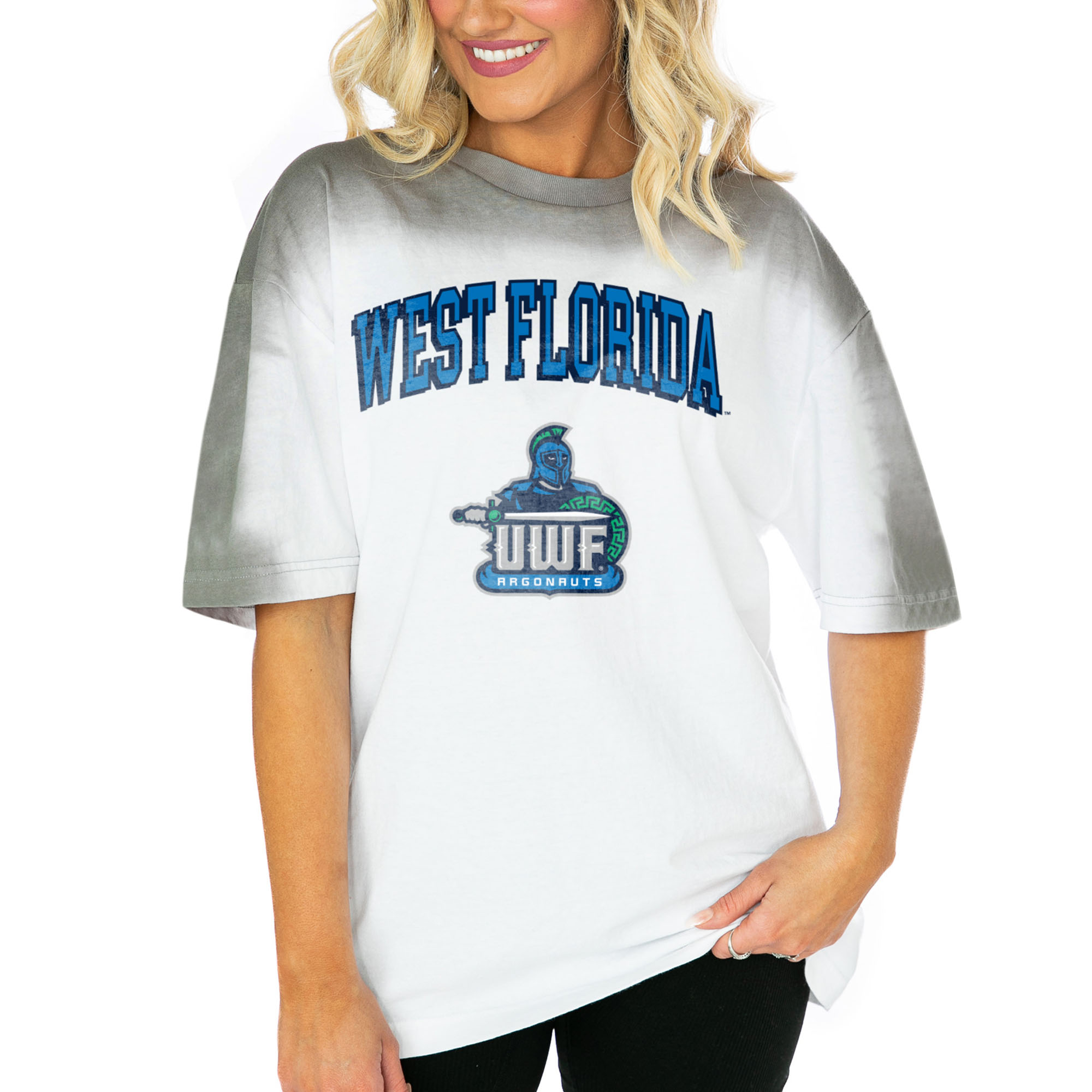 Women's Gameday Couture White West Florida Argonauts Interception Oversized T-Shirt
