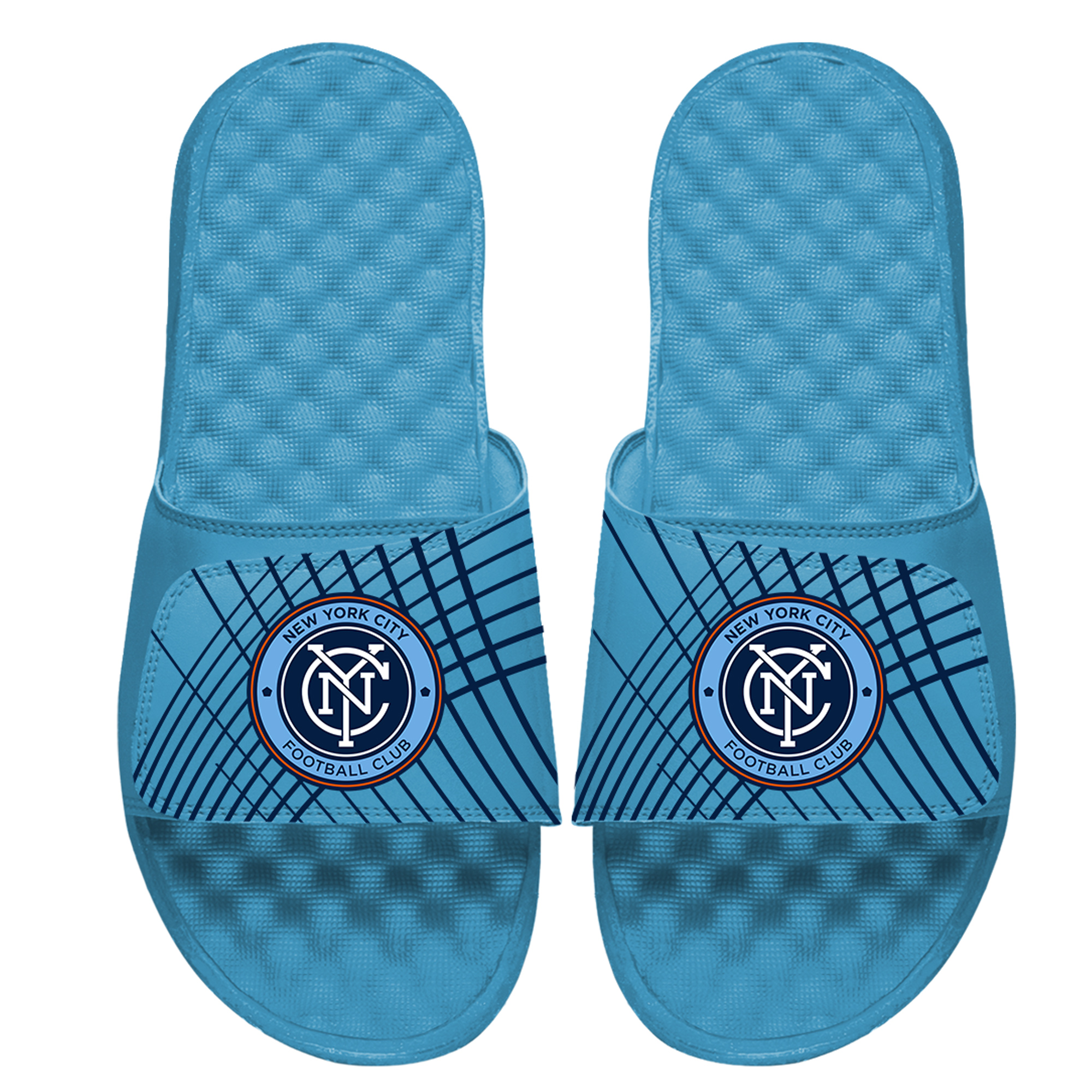 Men's ISlide Blue New York City FC Lines Slide Sandals