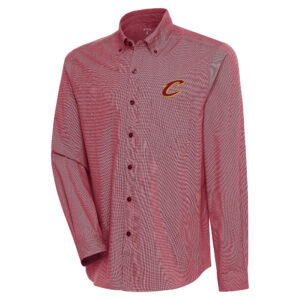 Men's Antigua  Wine Cleveland Cavaliers Compression Button-Down Shirt