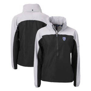 Women's Cutter & Buck  Black Pac-12 Gear Charter Eco Recycled Anorak Half-Zip Jacket