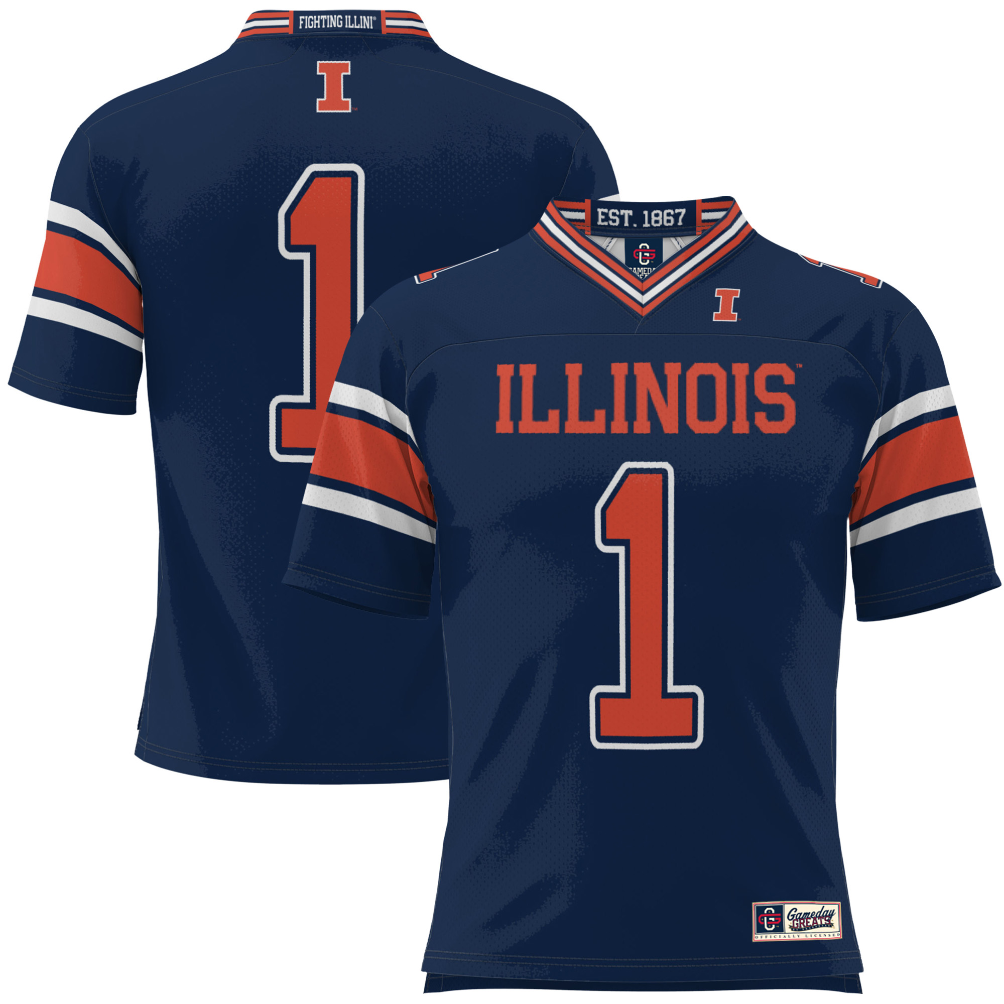 Men's GameDay Greats #1 Navy Illinois Fighting Illini Football Jersey
