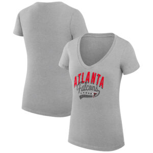 Women's G-III 4Her by Carl Banks Heather Gray Atlanta Falcons Filigree Logo Lightweight V-Neck Fitted T-Shirt