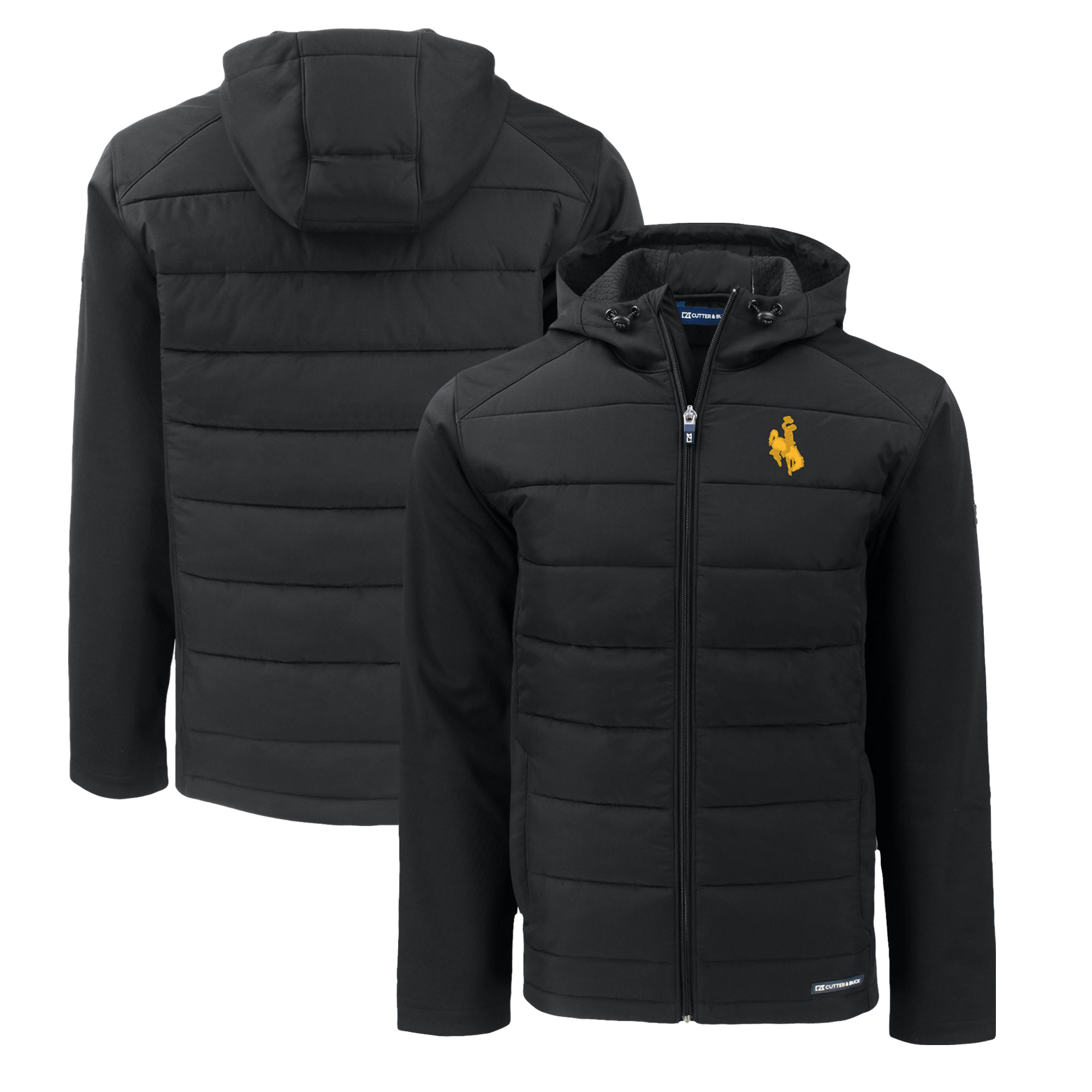 Men's Cutter & Buck Black Wyoming Cowboys Big & Tall Evoke Hybrid Eco Softshell Recycled Full-Zip Hoodie