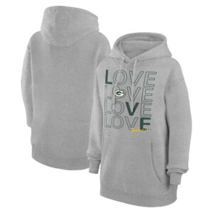 Women's G-III 4Her by Carl Banks  Heather Gray Green Bay Packers Love Graphic Pullover Hoodie