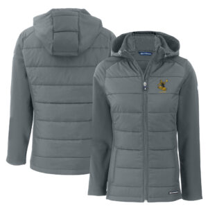 Women's Cutter & Buck  Gray Pittsburgh Steelers Throwback Evoke Hybrid Eco Softshell Recycled Full-Zip Hoodie Jacket