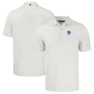 Men's Cutter & Buck  White Los Angeles Rams Throwback Big & Tall Pike Eco Symmetry Print Stretch Recycled Polo