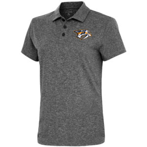 Women's Antigua  Heather Black Nashville Predators Motivated Polo