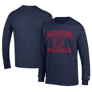 Men's Champion  Navy Duquesne Dukes Stacked Logo Volleyball Jersey Long Sleeve T-Shirt