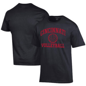 Men's Champion  Black Cincinnati Bearcats Icon Logo Volleyball Jersey T-Shirt