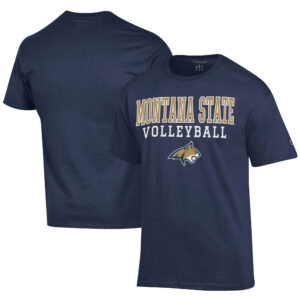 Men's Champion  Navy Montana State Bobcats Icon Logo Volleyball Jersey T-Shirt