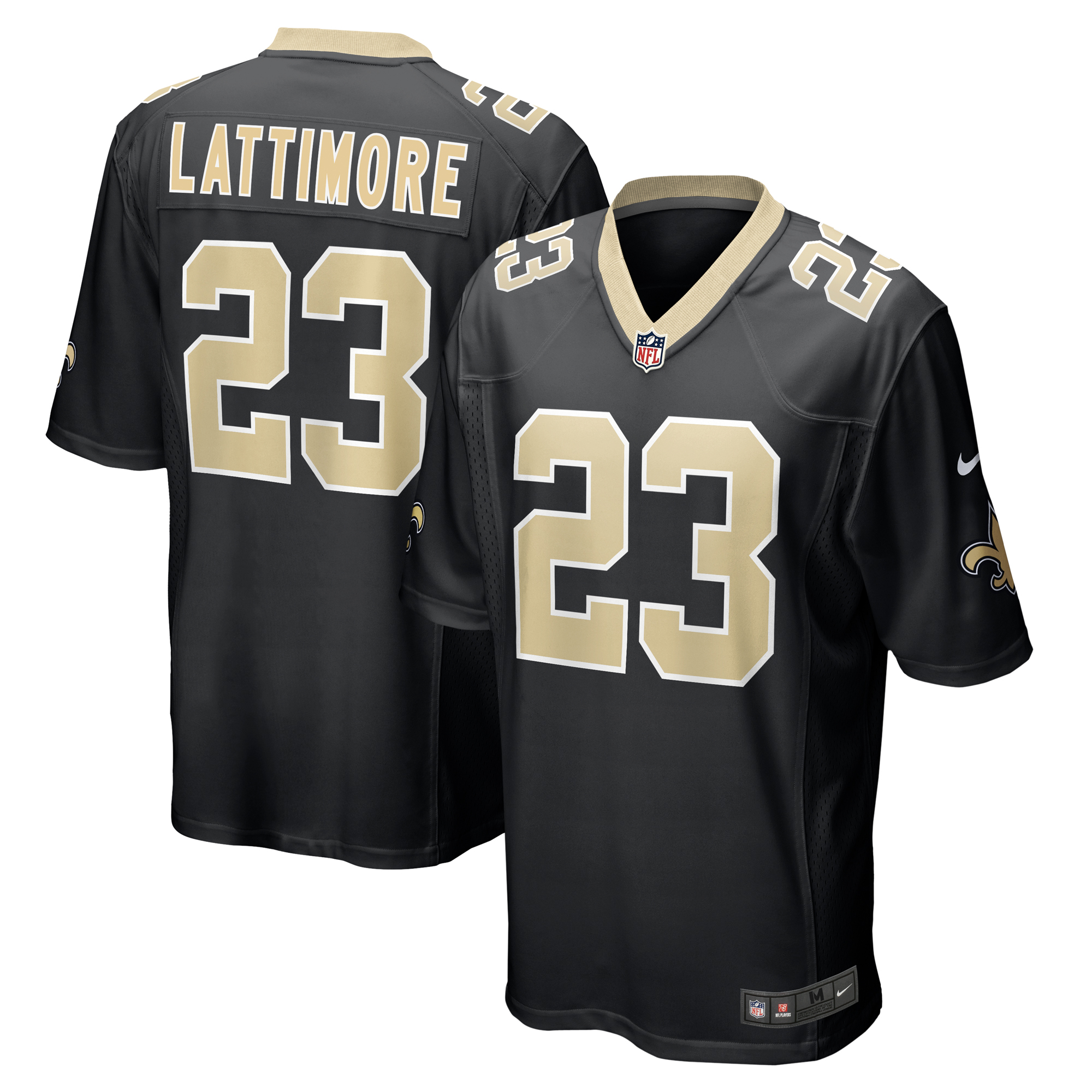 Men's Nike Marshon Lattimore Black New Orleans Saints Team Game Jersey
