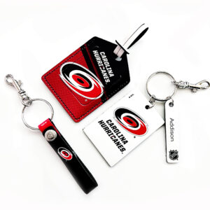 Carolina Hurricanes Leather Three-Piece Gift Pack with Personalized Keychain