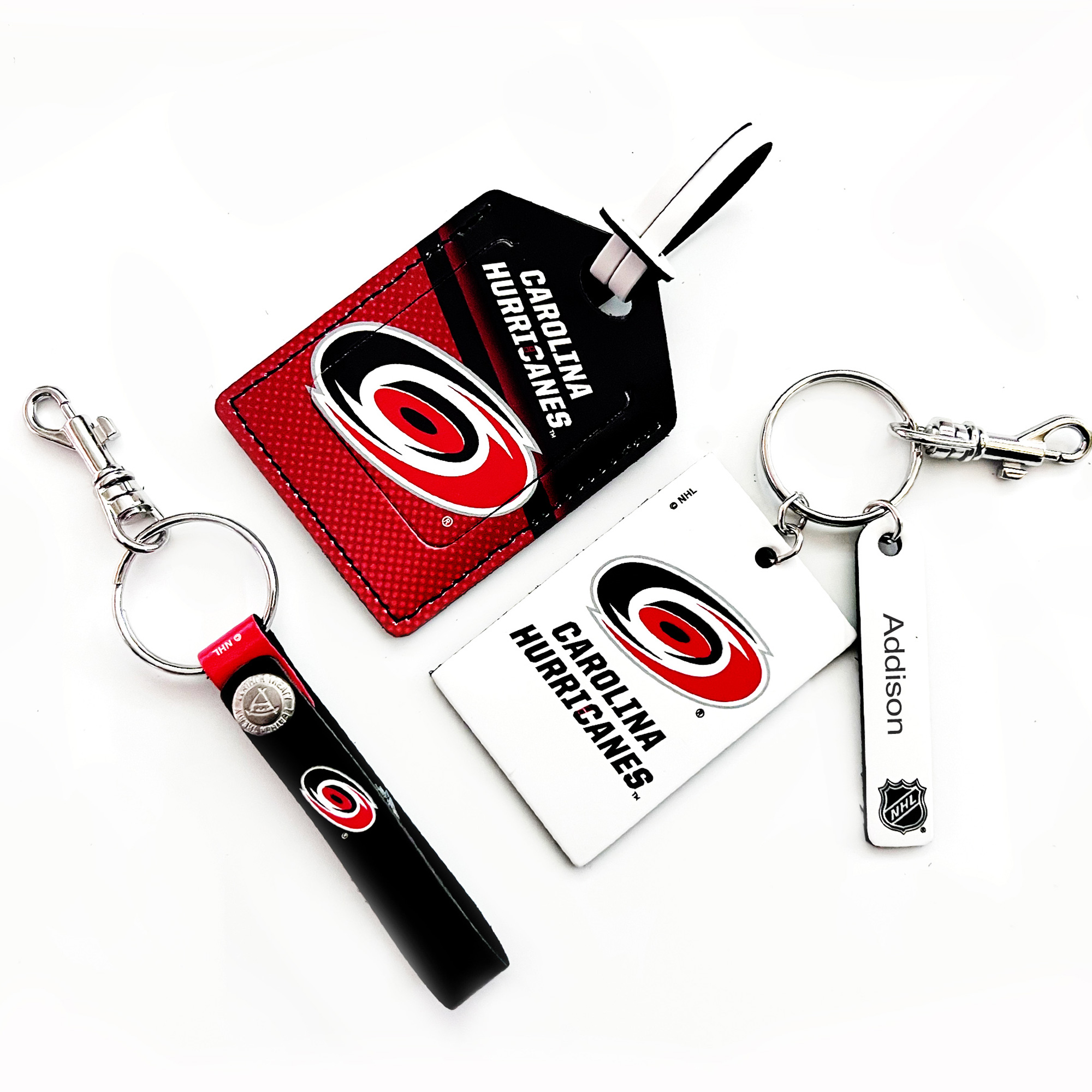 Carolina Hurricanes Leather Three-Piece Gift Pack with Personalized Keychain
