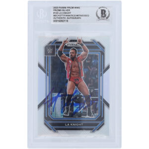 LA Knight WWE Autographed 2023 Panini Prizm Silver #120 Beckett Fanatics Witnessed Authenticated Card
