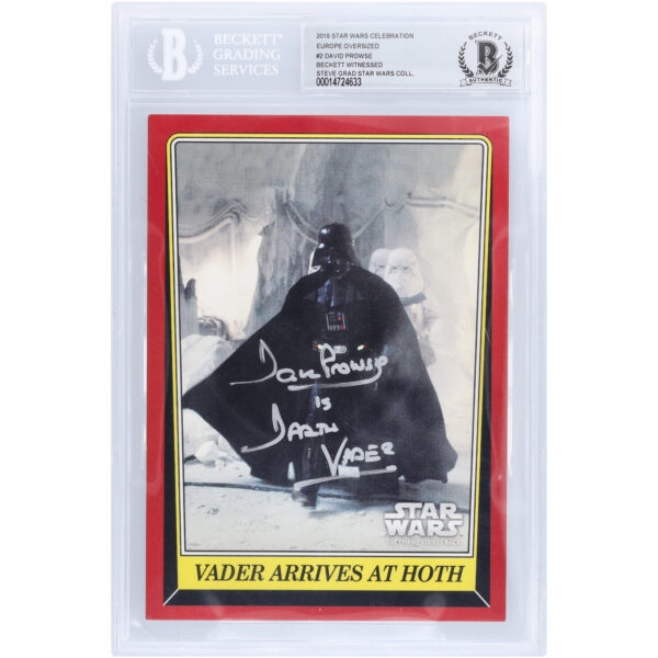 David Prowse Autographed 2016 Topps Star Wars Celebration Europe Oversized #2 BGS Authenticated Card with "Is Darth Vader" Inscription