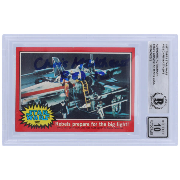 Chris Matthews Star Wars Autographed 1977 Topps Star Wars Series 1 #102 BGS Authenticated 10 Card with "Red 12" Inscription - Image 7
