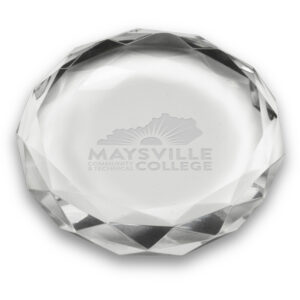 Maysville Community and Technical College 3'' Optic Crystal Faceted Paperweight