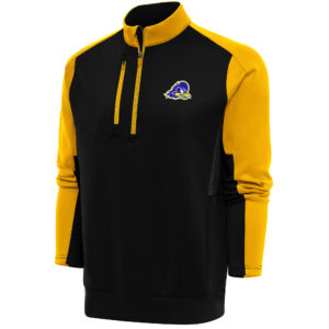 Men's Antigua  Black/Gold Delaware Fightin' Blue Hens Team Quarter-Zip Pullover Top