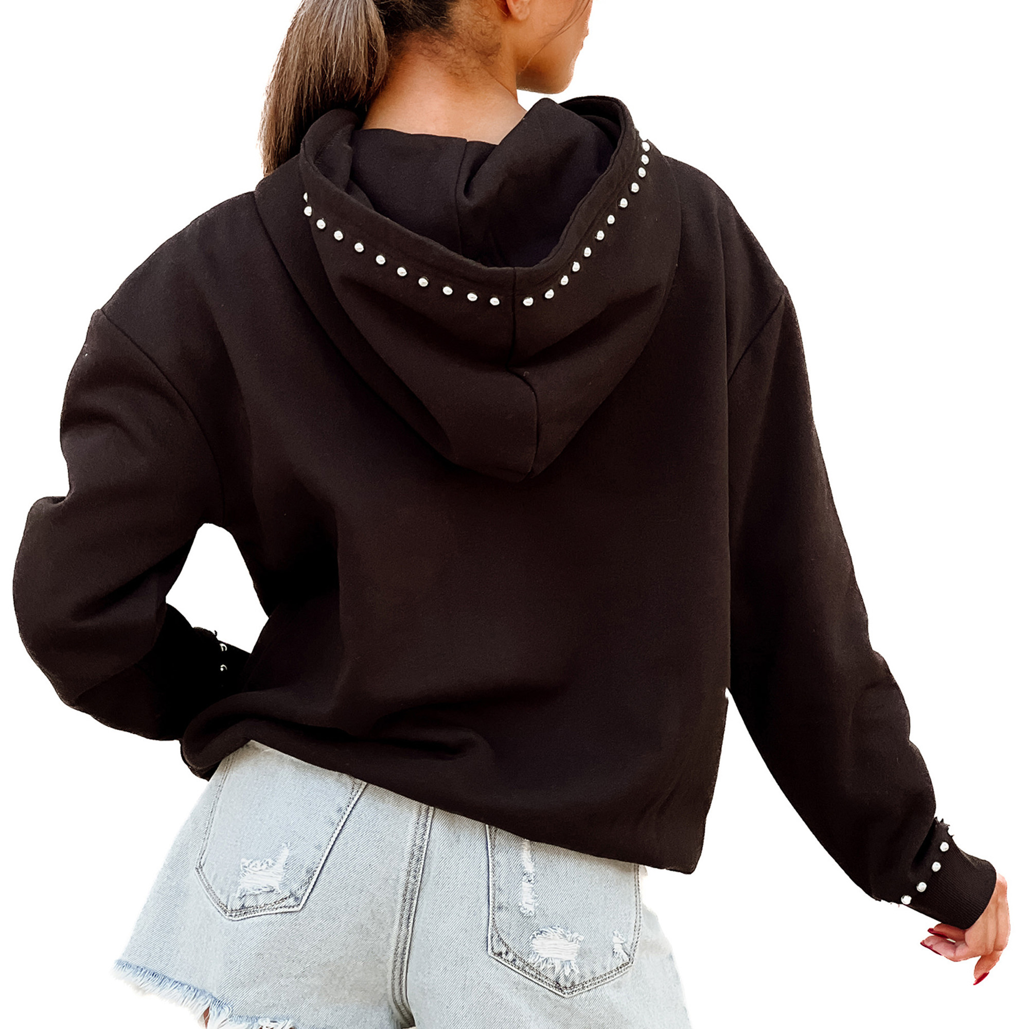 Women's Gameday Couture Black Appalachian State Mountaineers Studded Pullover Hoodie - Image 5
