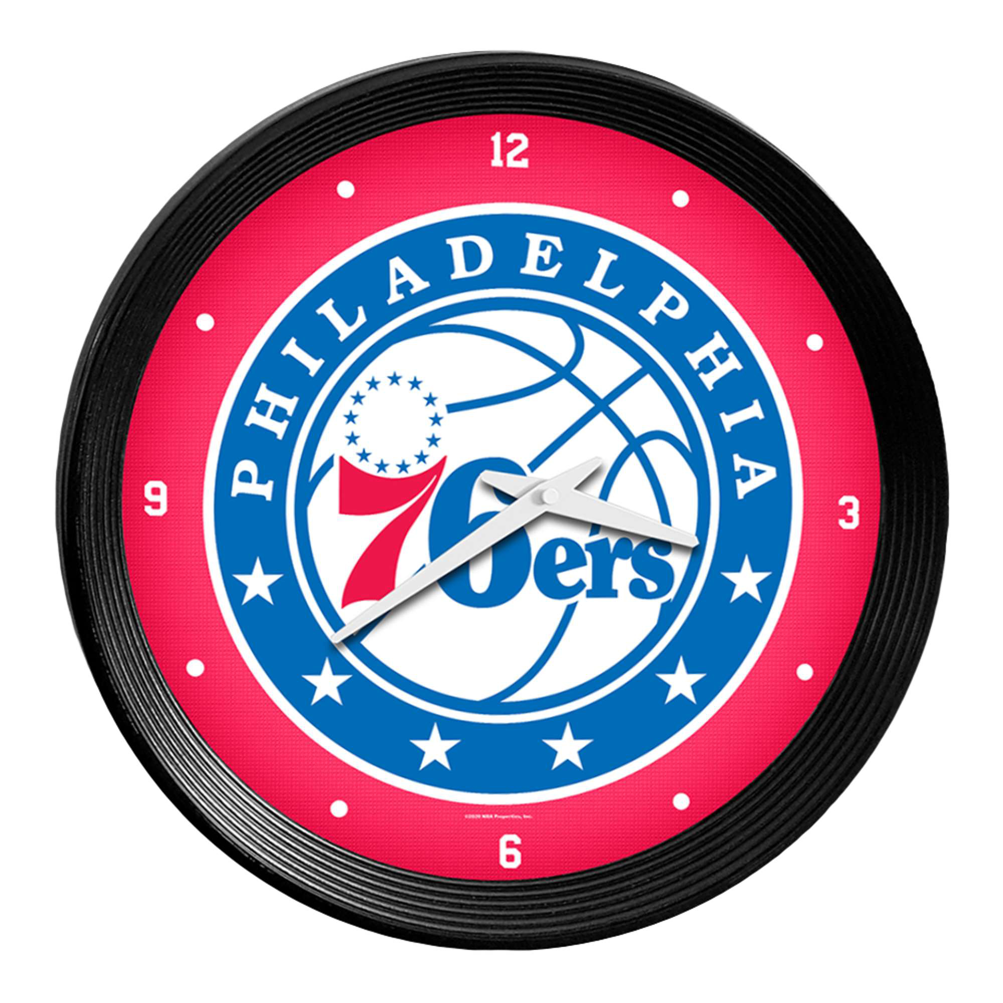 Philadelphia 76ers 15" Ribbed Frame Wall Clock