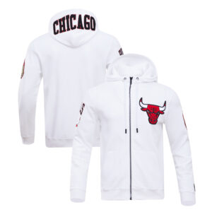 Men's Pro Standard  White Chicago Bulls Classic Chenille Double Knit Full-Zip Pullover Hoodie