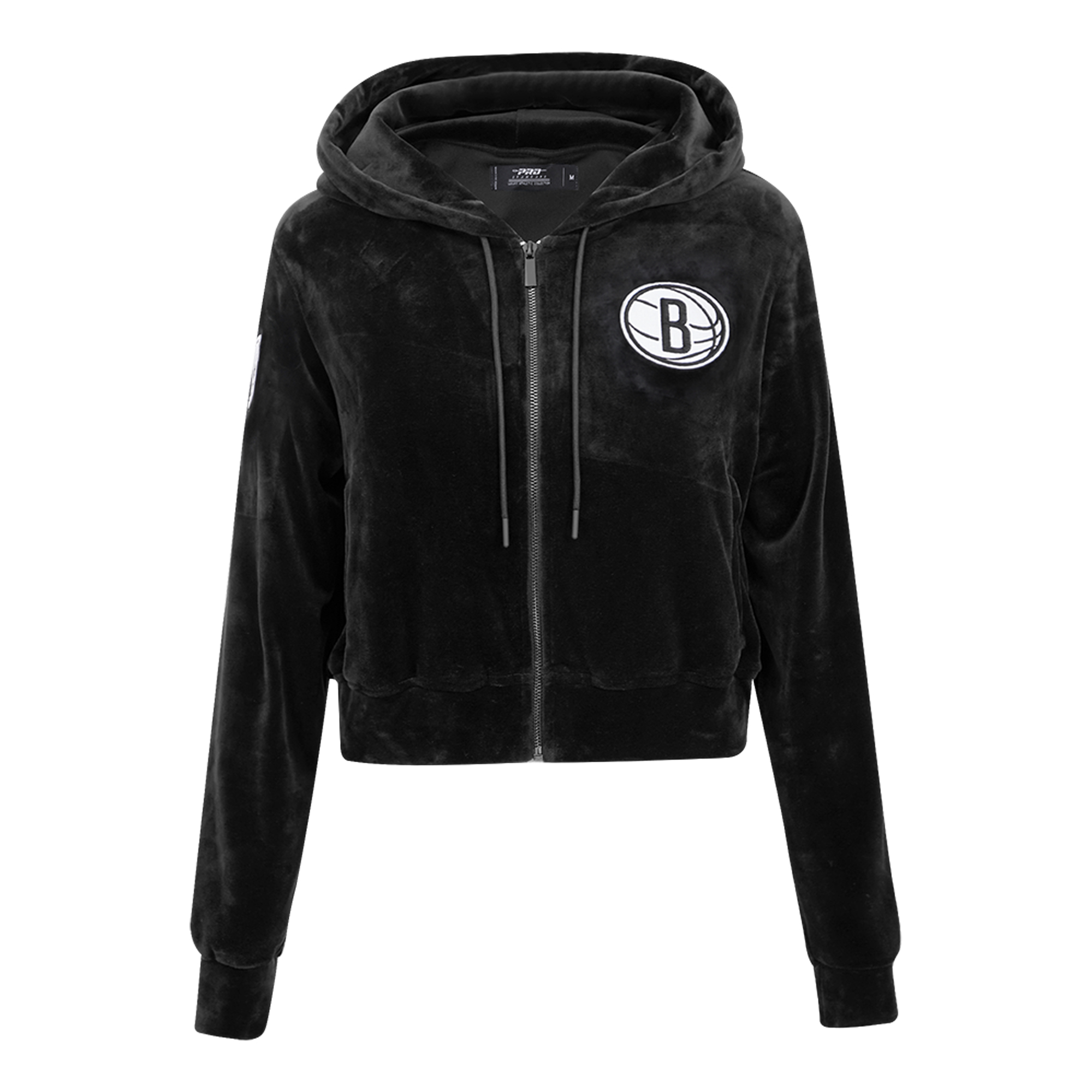 Women's Pro Standard Black Brooklyn Nets Classic Velour Full-Zip Hoodie Jacket - Image 6