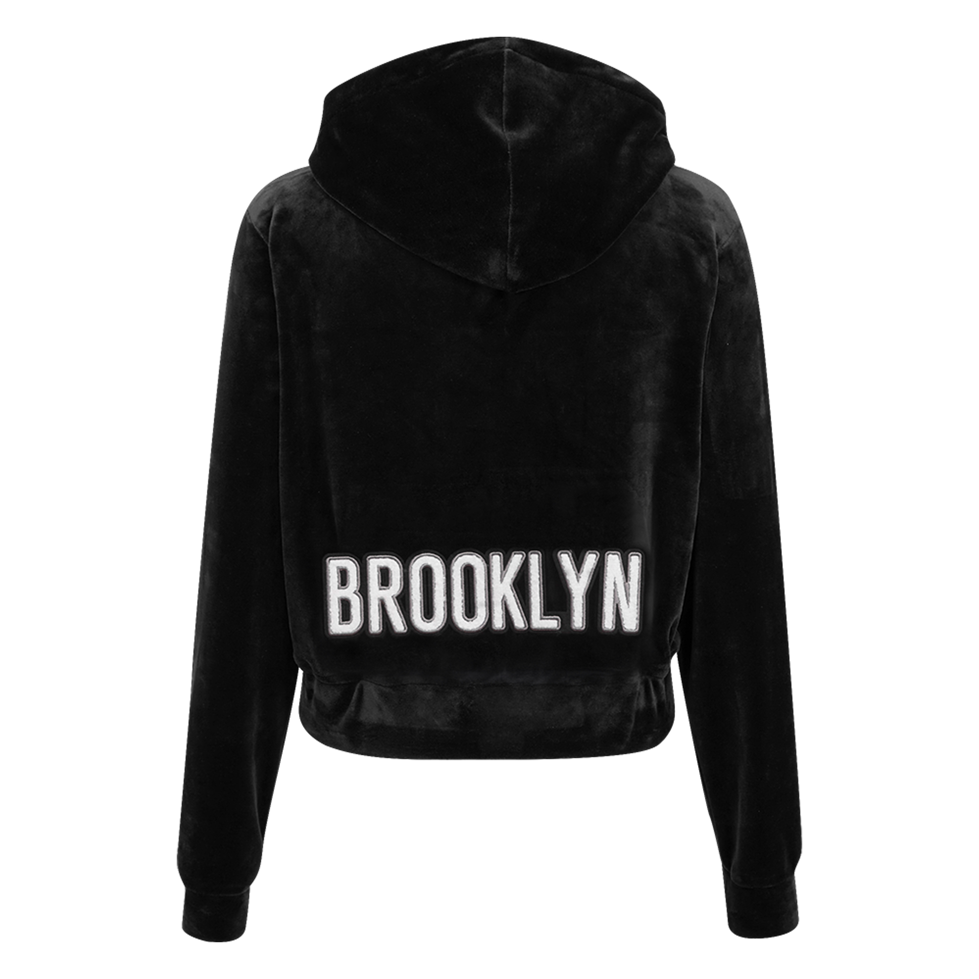 Women's Pro Standard Black Brooklyn Nets Classic Velour Full-Zip Hoodie Jacket - Image 7