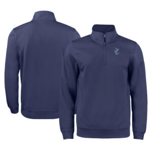 Unisex Cutter & Buck Navy Corpus Christi Hooks Clique Lift Eco Performance Half-Zip Pullover Top